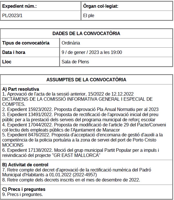 Ordre del dia ple 090123