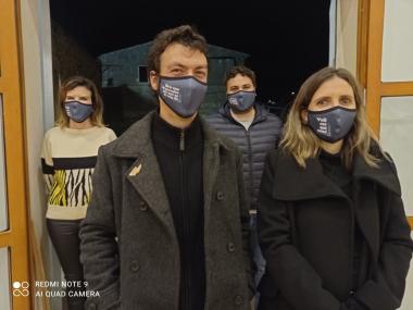Roger Pistola, música; Maria Antònia Veny, autora de La dimònia Apol·lònia; Margalida Rosselló, directora de l'Escola Municipal de Mallorquí; i Sebastià Llodrà, delegat de Política Lingüística. 