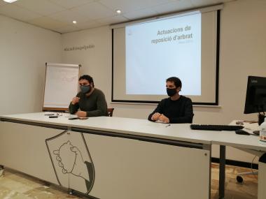 Sebastià Llodrà i Antoni Pascual durant la roda de premsa aquest dimarts. 