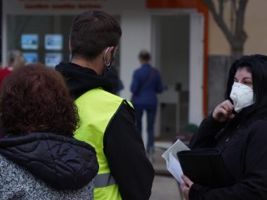 Punt informatiu de la ZPR a la plaça de les Verdures. 