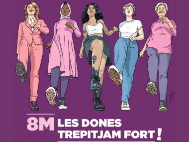 8M Les dones trepitjam fort. Cartell de Margalida Vinyes. 