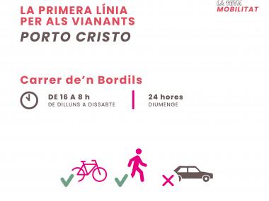 El carrer Bordils s'obrirà als vianants durant 16 hores al dia. 