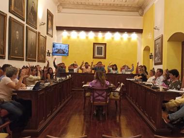 El ple municipal durant la votació de la cessió de la Torre de ses Puntes. 