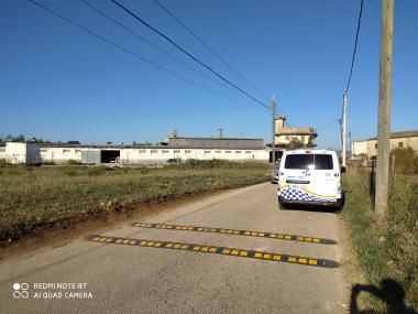 Bandes reductores de velocitat instal·lades al camí de ses Pedreres. 