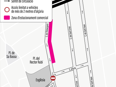 Mapa de canvis circulatoris en relació a la plaça des Cós. 