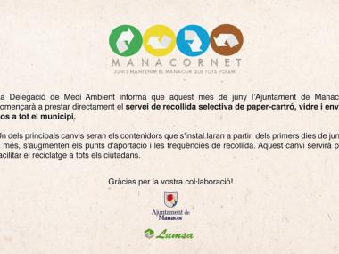 MANACOR COMENÇA A PRESTAR DIRECTAMENT EL SERVEI DE RECOLLIDA SELECTIVA A TOT EL MUNICIPI