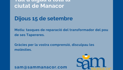 Aví tall d'aigua 15 de setembre de 2022. 