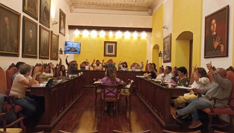 El ple municipal durant la votació de la cessió de la Torre de ses Puntes. 