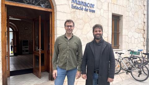 El batle de Manacor, Miquel Oliver, i el delegat de Mobilitat, Mateu Marcé. 