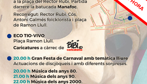 El mal temps previst fa ajornar la celebració de la Rua de Manacor fins el proper  diumenge dia 11 de febrer.
