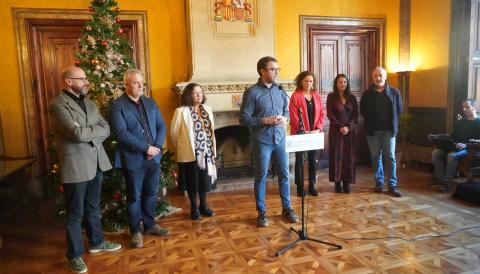 El batle de Manacor, Miquel Oliver, amb la presidenta del Consell de Mallorca i la Consellera d'Agricultura aquest dimecres a la seu de la institució insular. 